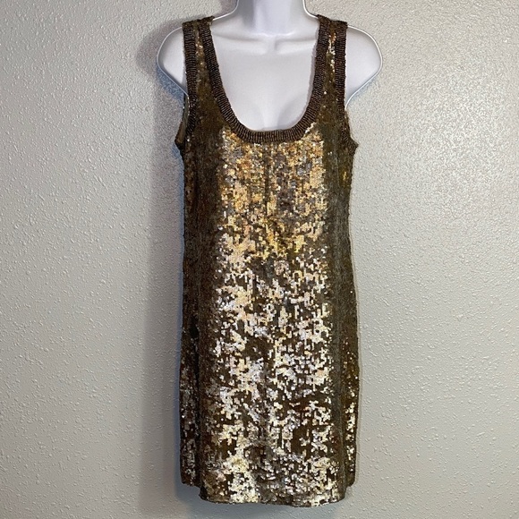 Tory Burch Gold and Silver Sequin Mini Dress - Picture 1 of 9